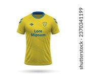 3d realistic soccer jersey in Las Palmas style, shirt template for football kit 2023