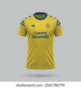 3d realistic soccer jersey in Las Palmas style, football shirt template 2024