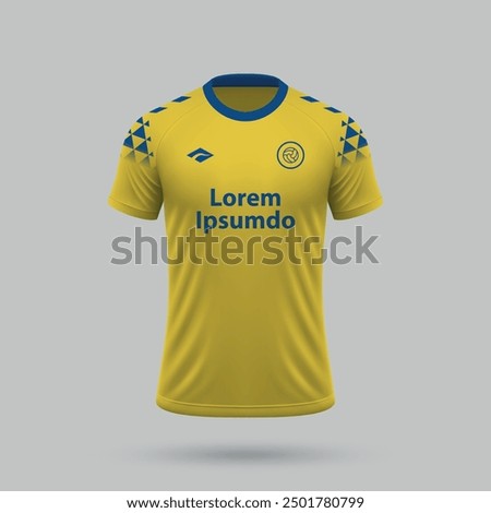 3d realistic soccer jersey in Las Palmas style, football shirt template 2024