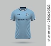 3d realistic soccer jersey in Lazio style, football shirt template 2024