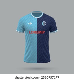 3d realistic soccer jersey in Le Havre style, football shirt template 2024