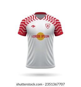 3d realistic soccer jersey in Leipzig style, shirt template for football kit 2023