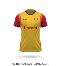 3.ª camiseta de fútbol realista en estilo, plantilla de camisa para el kit de fútbol 2023