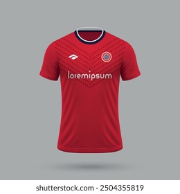 3d realistic soccer jersey in Lille style, football shirt template 2024