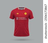 3d realistic soccer jersey in Liverpool style, football shirt template 2024