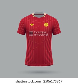 3d realistic soccer jersey in Liverpool style, football shirt template 2024