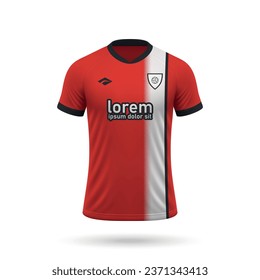 3d realistic soccer jersey in Luton Town style, shirt template for football kit 2023