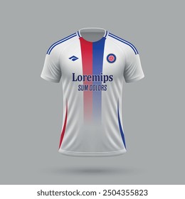 3d realistic soccer jersey in Lyon style, football shirt template 2024