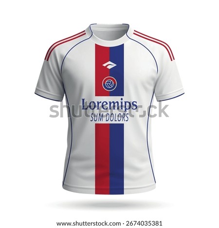 3d realistic soccer jersey in Lyon style, football club shirt template 2026