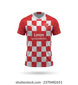 3d realistic soccer jersey in Mainz style, shirt template for football kit 2023