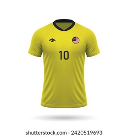 3d realistic soccer jersey Malaysia national team, shirt template for football kit 2024