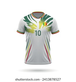 3d realistic soccer jersey Mali national team, shirt template for football kit 2024