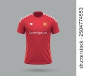 3d realistic soccer jersey in Manchester United style, football shirt template