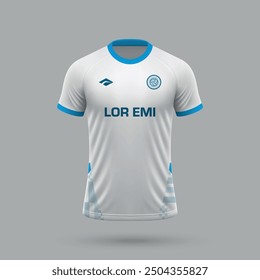 3d realistic soccer jersey in Marseille style, football shirt template 2024