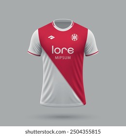 3d realistic soccer jersey in Monaco style, football shirt template 2024