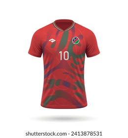 3d realistische Fußballjersey Namibia Nationalmannschaft, Shirt-Vorlage für Fußballkit 2024