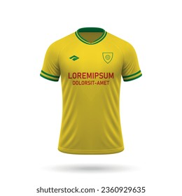 3d realistic soccer jersey in Nantes style, shirt template for football kit 2023