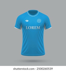 3d realistic soccer jersey in Napoli style, football shirt template 2024