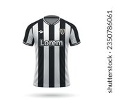 3d realistic soccer jersey in Newcastle style, shirt template for football kit 2023