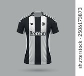 3d realistic soccer jersey in Newcastle style, football shirt template 2024