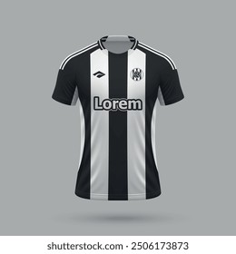 3d realistic soccer jersey in Newcastle style, football shirt template 2024