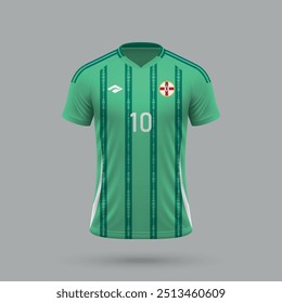 3d realistisches Fußball-Trikot Nordirland Nationalmannschaft, Hemd Vorlage für Fußball-Kit 2024