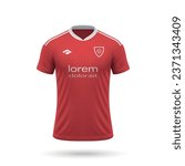 3d realistic soccer jersey in Nottingham Forest style, shirt template for football kit 2023