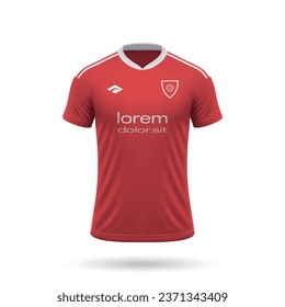 3d realistic soccer jersey in Nottingham Forest style, shirt template for football kit 2023