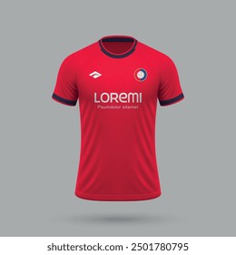 3d realistic soccer jersey in Osasuna style, football shirt template 2024