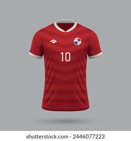 3d realistic soccer jersey Panama national team, shirt template for football kit 2024