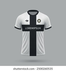 3d realistic soccer jersey in Parma style, football shirt template 2024