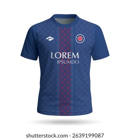 3d realistic soccer jersey in PSG style, football kit template 2025