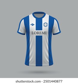 3d realistic soccer jersey in Real Sociedad style, football shirt template 2024