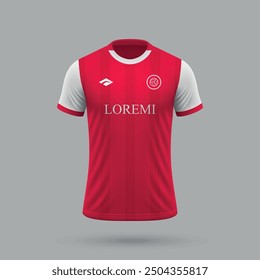 3d realistic soccer jersey in Reims style, football shirt template 2024