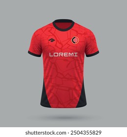 3d realistic soccer jersey in Rennais style, football shirt template 2024