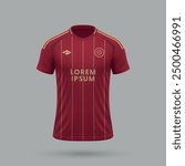 3d realistic soccer jersey in Roma style, football shirt template 2024