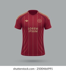 3d realistic soccer jersey in Roma style, football shirt template 2024