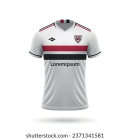 3d realistic soccer jersey in Sao Paulo style, shirt template for football kit 2023