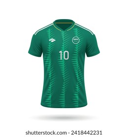 3d realistische Fußballjersey Saudi-Arabien Nationalmannschaft, Shirt-Vorlage für Fußballkit 2024