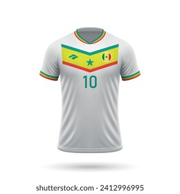 3d realistic soccer jersey Senegal national team, shirt template for football kit 2024