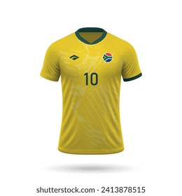 3d realistic soccer jersey South Africa national team, shirt template for football kit 2024