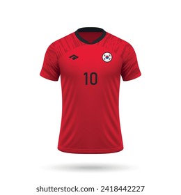 3d realistic soccer jersey South Korea national team, shirt template for football kit 2024