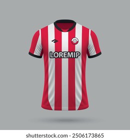 3d realistic soccer jersey in Southampton style, football shirt template 2024