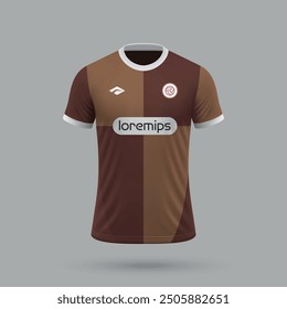 3d realistic soccer jersey in St. Pauli style, football shirt template 2024