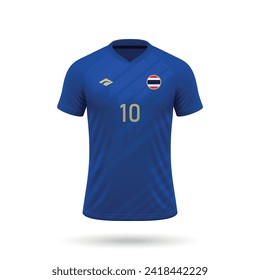 3d realistic soccer jersey Thailand national team, shirt template for football kit 2024