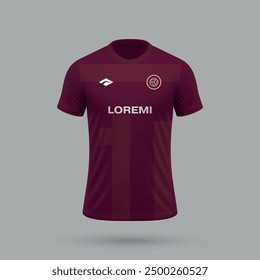 3d realistic soccer jersey in Torino style, football shirt template 2024