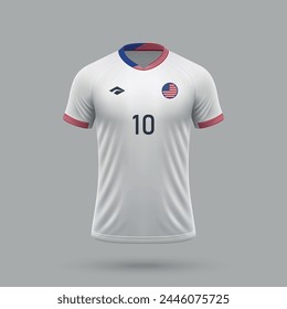 3d camiseta de fútbol realista de la selección de Estados Unidos, Plantilla de la camisa para el kit de fútbol 2024