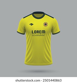 3d realistic soccer jersey in Villareal style, football shirt template 2024