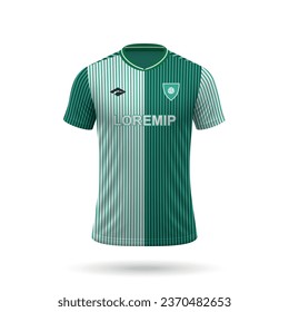 3d-realistisches Fußballjersey im Stil, Shirt-Vorlage für Fußballkit 2023