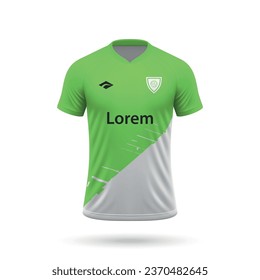 3d realistic soccer jersey in Wolfsburg style, shirt template for football kit 2023